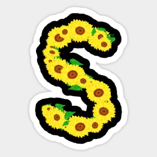 Sunflowers Initial Letter S (Black Background) Sticker